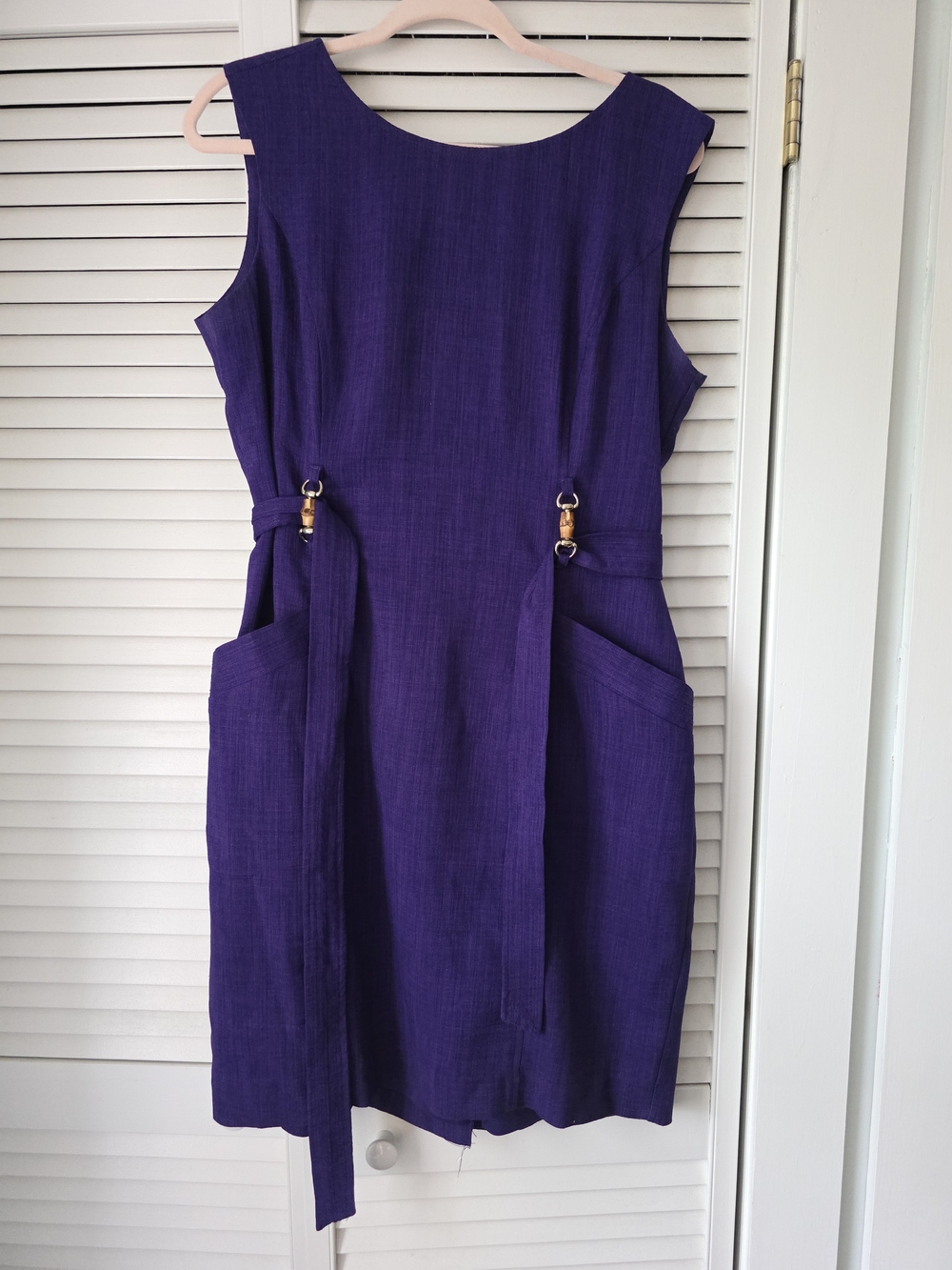 Ellen Tracy Sleeveless Purple Tie-Waist Midi Dress